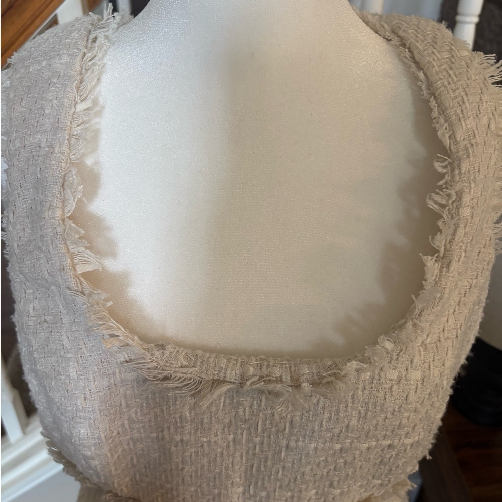 Anthropologie Cream Textured Mini Dress